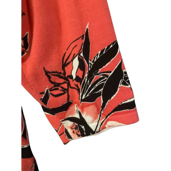 CJ Banks Melon, Black & White Floral Print Cardigan – 100% Cotton – Size XL‎ - Picture 3 of 5